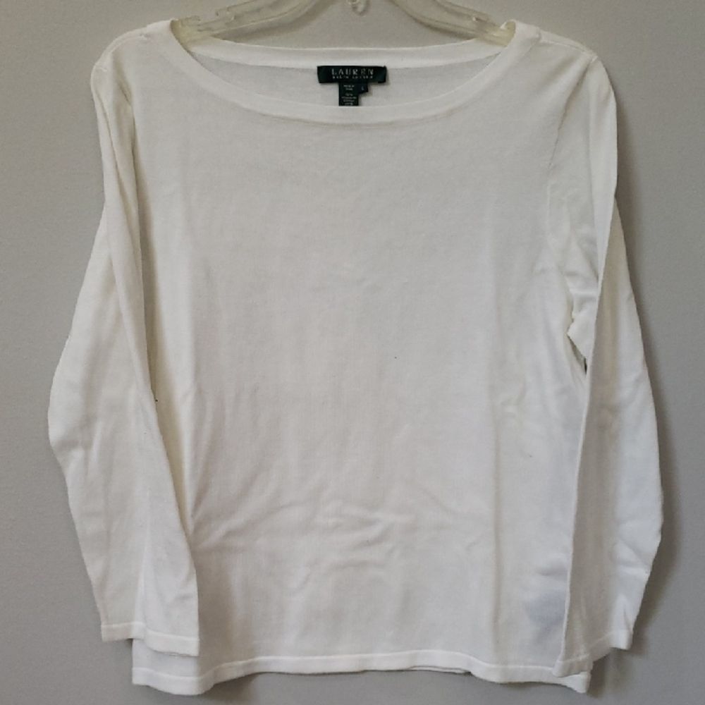 Ralph Lauren Sweater Womens L 100% Cotton Knit Classic Preppy Quiet Luxury Soft